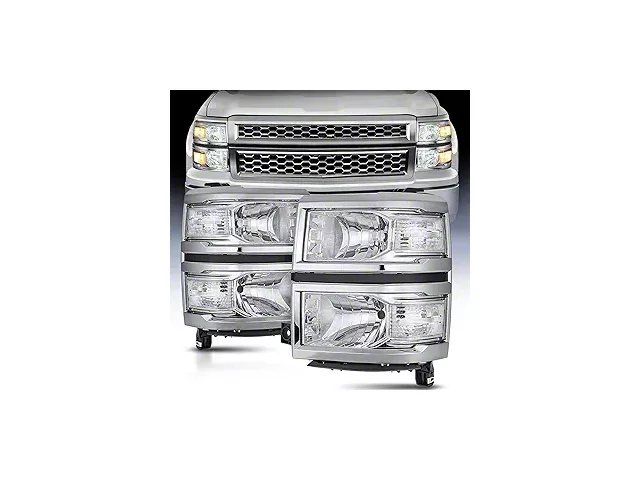 Nilight OE Style Headlights with Clear Corners; Black Housing; Clear Lens (14-15 Silverado 1500)
