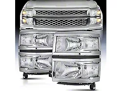 Nilight OE Style Headlights with Clear Corners; Black Housing; Clear Lens (14-15 Silverado 1500)