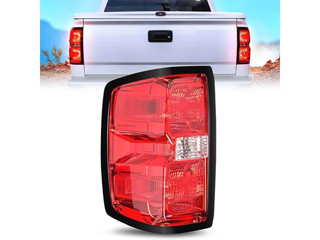 Nilight OE Style Tail Light; Chrome Housing; Smoked Lens; Driver Side (14-18 Silverado 1500 w/ Factory Halogen Tail Lights)