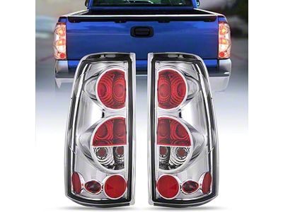 Nilight OE Style Tail Lights; Chrome Housing; Clear Lens (99-06 Silverado 1500 Fleetside)