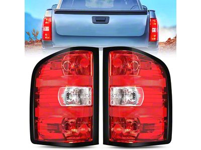 OE Style Tail Lights; Chrome Housing; Red Lens (07-13 Silverado 1500)