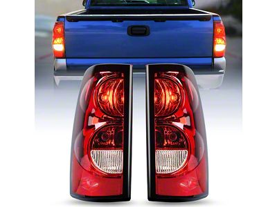Nilight OE Style Tail Lights; Chrome Housing; Smoked Lens (03-06 Silverado 1500 Fleetside)