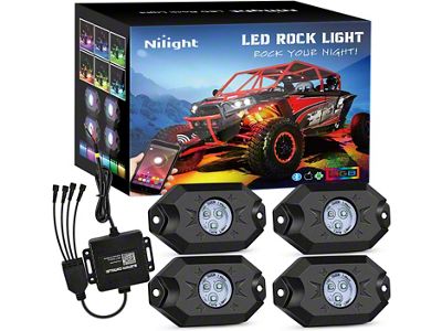 Nilight RGB LED Rock Lights; Set of 12 (Universal; Some Adaptation May Be Required)