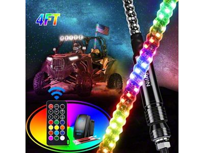 Nilight Spiral Antenna LED Whip Light; 4-Foot (Universal; Some Adaptation May Be Required)