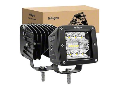 Nilight 3-Inch Cube LED Pod Lights; Spot Beam (Universal; Some Adaptation May Be Required)