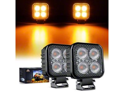 Nilight 3-Inch LED Lights; 90-Degree Flood Beam; Amber (Universal; Some Adaptation May Be Required)