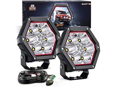Nilight 4-Inch Hexagon LED Pod Lights; Spot Beam (Universal; Some Adaptation May Be Required)
