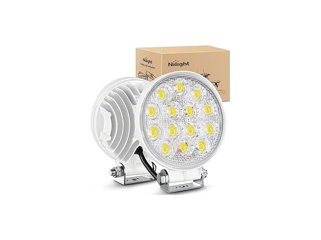 Nilight 6-Inch White Round LED Lights; Flood Beam (Universal; Some Adaptation May Be Required)