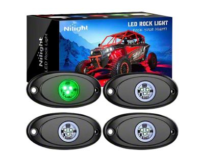 Nilight LED Rock Lights; Green (Universal; Some Adaptation May Be Required)
