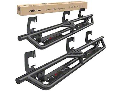 Nilight Nerf Side Step Bars; Black (07-19 Silverado 2500 HD Extended/Double Cab)