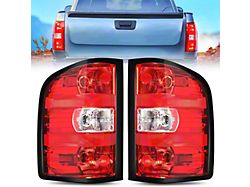 OE Style Tail Lights; Chrome Housing; Red Lens (07-14 Silverado 2500 HD)