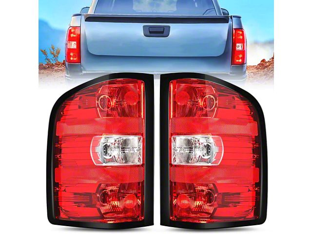 Nilight OE Style Tail Lights; Chrome Housing; Red Lens (07-14 Silverado 2500 HD)