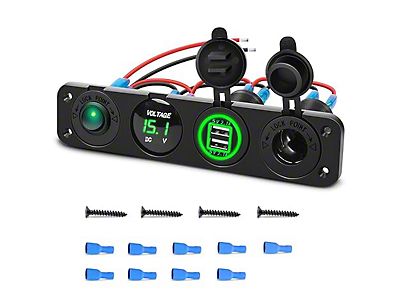 Silverado 2500 4-in-1 ON/OFF Charger Socket Panel with Dual USB Socket, Power  Outlet, LED Voltmeter, and Cigarette Lighter Socket; Blue LED (Universal;  Some Adaptation May Be Required)