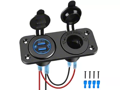 Nilight Dual QC 3.0 USB Charger Cigarette Lighter Socket (Universal; Some Adaptation May Be Required)