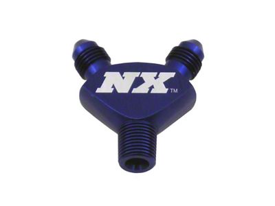 Nitrous Express Billet Pure-Flo Y Fitting; 1/8 NPT x 3 AN x 3 AN; Blue