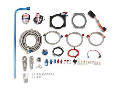 NOS Plate Wet Nitrous System for 90mm or 92mm 4-Bolt Drive-By-Wire Throttle Bodies; Blue Bottle (03-12 6.0L, 6.2L Silverado 1500)