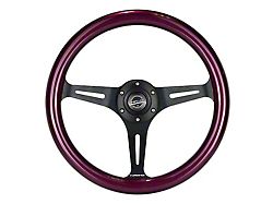 NRG Innovations Classic Wood Grain 350mm Steering Wheel; Black and Purple Pearl (Universal; Some Adaptation May Be Required)