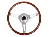 NRG Innovations Classic Wood Grain 380mm Steering Wheel; Brushed Silver and Oak (Universal; Some Adaptation May Be Required)