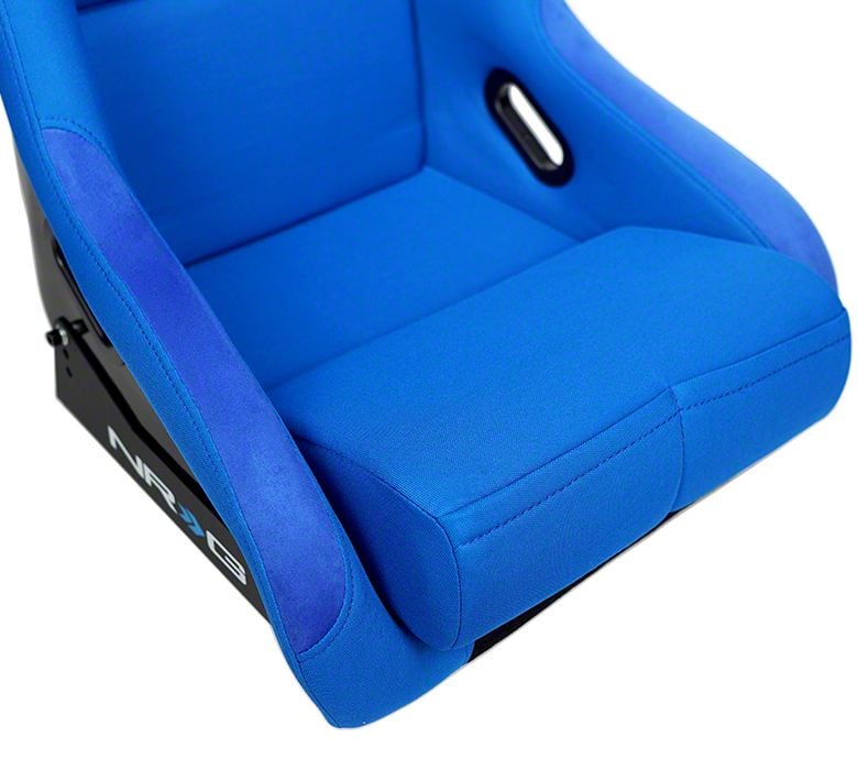 NRG Innovations Silverado 1500 Large Bucket Seat; Blue Cloth FRP