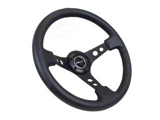 NRG Innovations 350mm Deep Dish Steering Wheel – Classic Black Wood & Black Spokes (6-Hole)