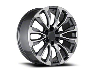 OE Concept Sierra AT4 Replica Gunmetal Machined 6-Lug Wheel; 24x10; 31mm Offset (21-26 Yukon)