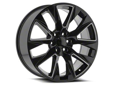 OE Revolution C-14 Gloss Black and Milled 6-Lug Wheel; 24x10; 30mm Offset (99-06 Silverado 1500)