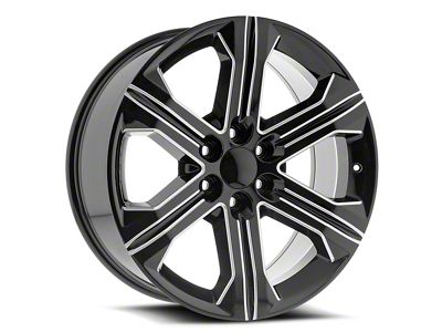 OE Revolution G-13 Gloss Black and Machined 6-Lug Wheel; 24x10; 31mm Offset (14-18 Silverado 1500)