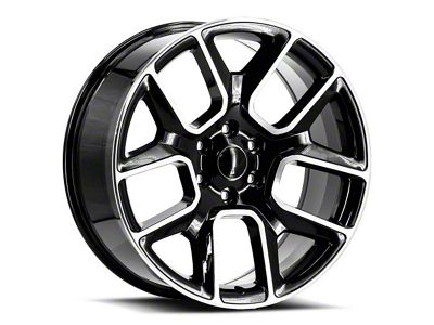 OE Revolution C-16 Gloss Black and Machined 6-Lug Wheel; 22x9; 24mm Offset (21-26 Yukon)