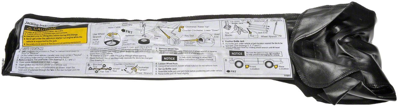 Spare Tire Lug Wrench & Jack Tool Kit For Chevy Silverado / GMC Sierra 1500 - Black Steel