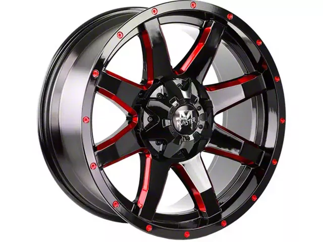 Off-Road Monster M08 Gloss Black Candy Red Milled 6-Lug Wheel; 20x9; 0mm Offset (09-14 F-150)