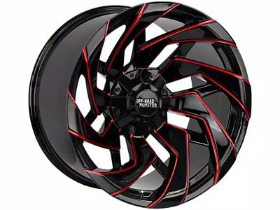 Off-Road Monster M24 Gloss Black Candy Red Milled 8-Lug Wheel; 20x10; -19mm Offset (10-18 RAM 3500 SRW)