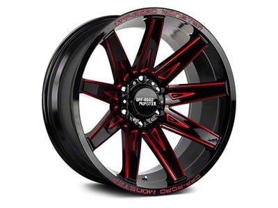 Off Road Monster M25 Gloss Black Candy Red Milled 6-Lug Wheel; 22x12; -44mm Offset (14-18 Sierra 1500)