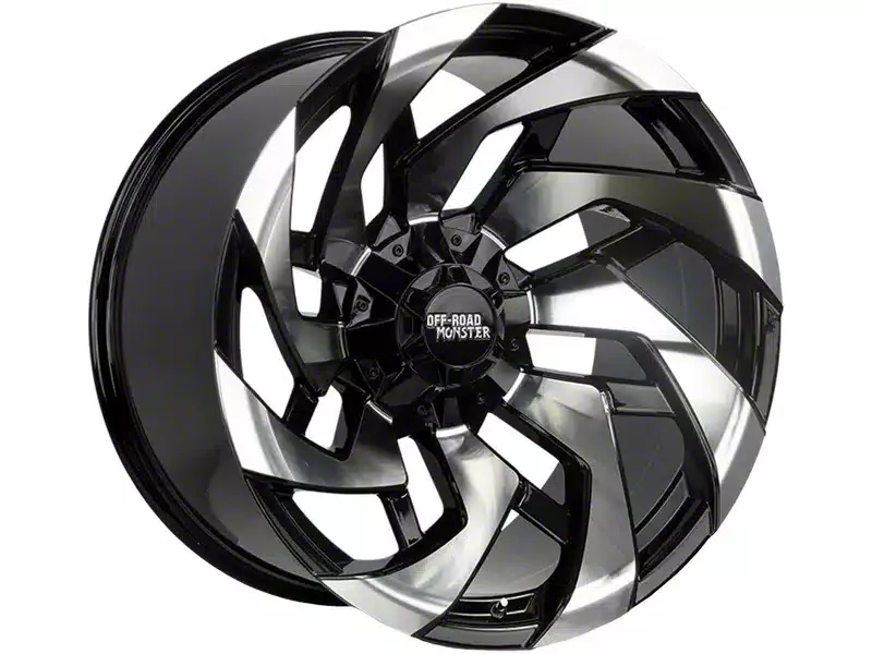 Off-Road Monster M24 Gloss Black Machined 6-Lug Wheel; 20×10; -19mm Offset (15-20 F-150)
