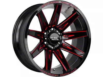 Off-Road Monster M25 Gloss Black Candy Red Milled 6-Lug Wheel; 20x10; -19mm Offset (15-20 F-150)