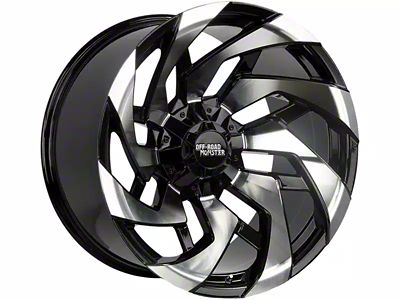 Off-Road Monster M24 Gloss Black Machined 8-Lug Wheel; 22x12; -44mm Offset (23-25 F-350 Super Duty SRW)
