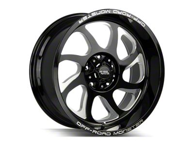 Off-Road Monster M22 Gloss Black Milled 8-Lug Wheel; 22x12; -44mm Offset (99-07 F-350 Super Duty SRW)