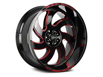 Off Road Monster M07 Gloss Black Candy Red Milled 6-Lug Wheel; 22x12; -44mm Offset (23-25 Canyon)