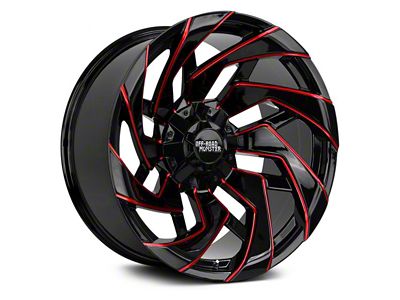 Off-Road Monster M24 Gloss Black Candy Red Milled 5-Lug Wheel; 20x10; -19mm Offset (05-11 Dakota)