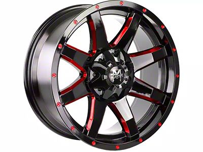 Off-Road Monster M08 Gloss Black Candy Red Milled 6-Lug Wheel; 20x9; 0mm Offset (21-24 F-150)