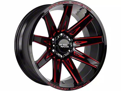 Off-Road Monster M25 Gloss Black Candy Red Milled 6-Lug Wheel; 20x10; -19mm Offset (21-24 F-150)