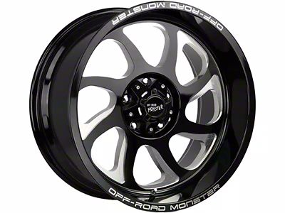 Off-Road Monster M22 Gloss Black Milled 8-Lug Wheel; 22x12; -44mm Offset (17-22 F-250 Super Duty)
