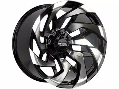 Off-Road Monster M24 Gloss Black Machined 5-Lug Wheel; 20x10; -19mm Offset (02-08 RAM 1500, Excluding Mega Cab)