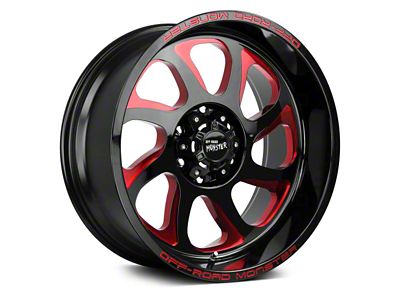 Off Road Monster M22 Gloss Black Candy Red Milled 8-Lug Wheel; 20x10; -19mm Offset (19-24 RAM 2500)