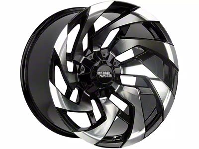 Off-Road Monster M24 Gloss Black Machined 8-Lug Wheel; 22x12; -44mm Offset (19-24 RAM 3500 SRW)