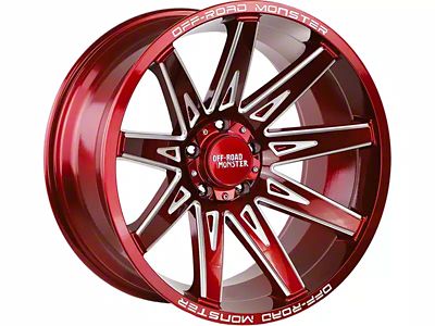 Off-Road Monster M25 Candy Red Milled 6-Lug Wheel; 20x10; -19mm Offset (19-24 Sierra 1500)