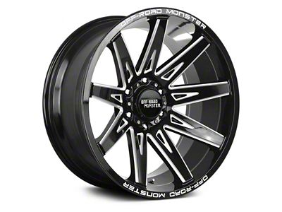 Off Road Monster M25 Gloss Black Milled 6-Lug Wheel; 22x12; -44mm Offset (19-25 Sierra 1500)
