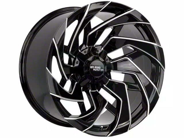Off-Road Monster M24 Gloss Black Milled 8-Lug Wheel; 22x12; -44mm Offset (07-10 Sierra 3500 HD SRW)