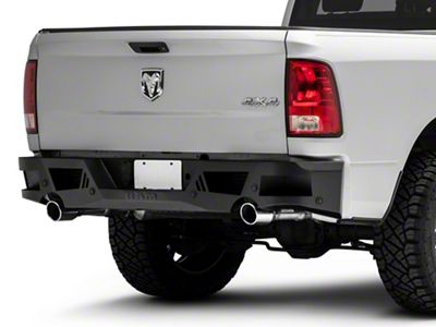 RAM Licensed by RedRock Extreme HD Rear Bumper with RAM Logo; Textured Black (09-18 RAM 1500)