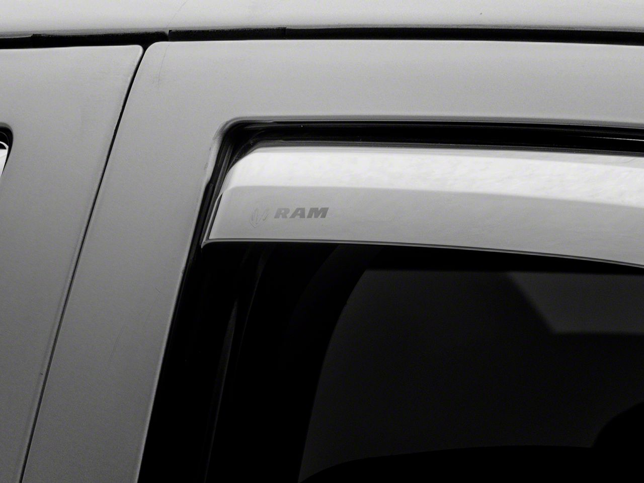 EOS In-Channel Side Window Visors Rain Guards For 09-18 Ram 1500 Quad Cab - Smoke