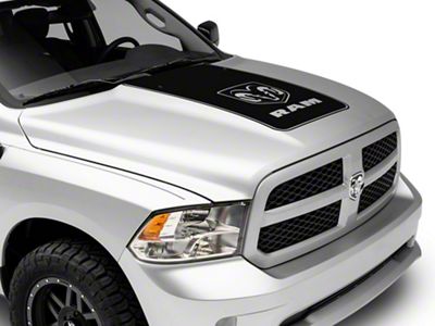 RAM Licensed by RedRock Hood Decal with Logo; Gloss Black (09-18 RAM 1500, Excluding Rebel)